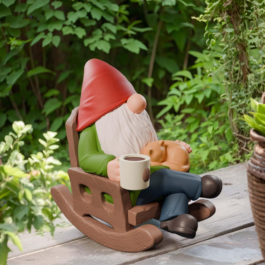 Faumsut Drinking Coffee Garden Gnomes Statue Decoration