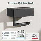 FORIOUS Toilet Paper Holder with Shelf, Wall-Mounted Modern Wipes Dispenser