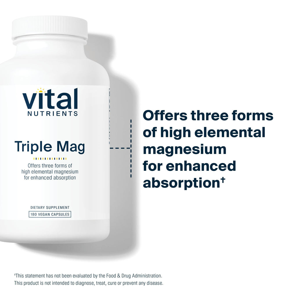 Vital Nutrients Triple Magnesium Complex Supplement | Vegan Magnesium Glycinate, Malate & Oxide 250mg | Easily Absorbed Magnesium Supplement for Stress, Muscle, Heart, Bone Support | 90 Capsules