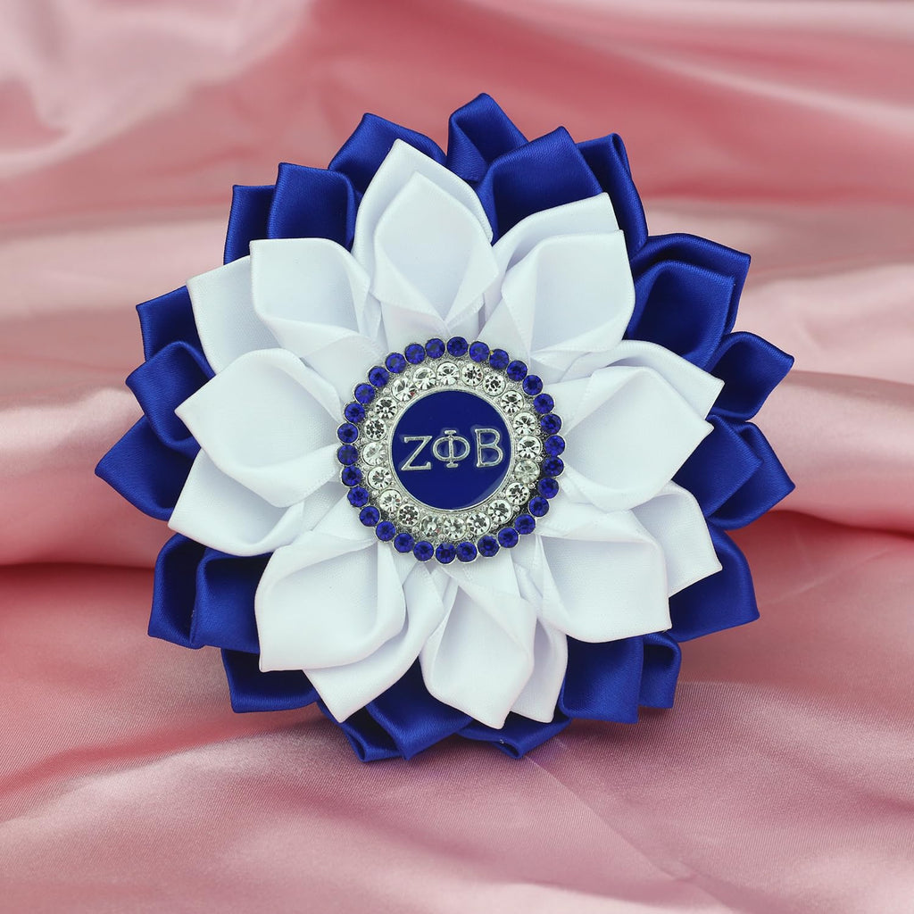 Rhinestone Z Brooch Pin for Women Greek Sorority Gift 1920 Z Gift Sisterhood Paraphernalia Jewelry for Finer Women (Satin 5.5" Flower Sorority Pin)