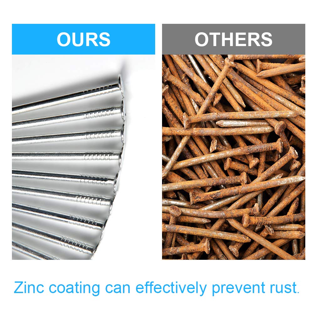 376PCS Galvanized Nails Kit with Storage Box, 6 Sizes for Hanging Pictures