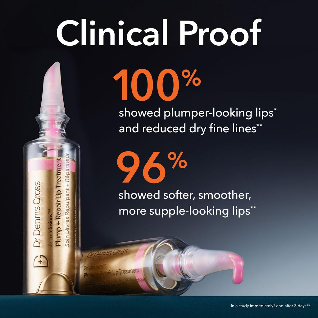 Dr Dennis Gross DermInfusions Plump + Repair Tinted Lip Treatment, Brown - Visibly Plumps & Defines Lips with Hyaluronic Acid & Peptides - Repairs Moisture Barrier - 4 mL