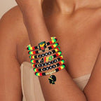 FAERLIIRY African Bracelets for Black Women Juneteenth Beaded Bracelets Black History 1865 Jewelry Adjustable Jamaica Ethnic Tribal Heishi Bracelet African Independence Day Jewelry (Africa-B)