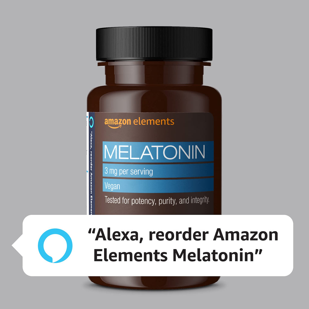 Amazon Elements Melatonin 3mg, Helps with Occasional sleeplessness, Vegan, Unflavored,8 Month Supply (Packaging May Vary) 260 Tablets, (Pack of 3)