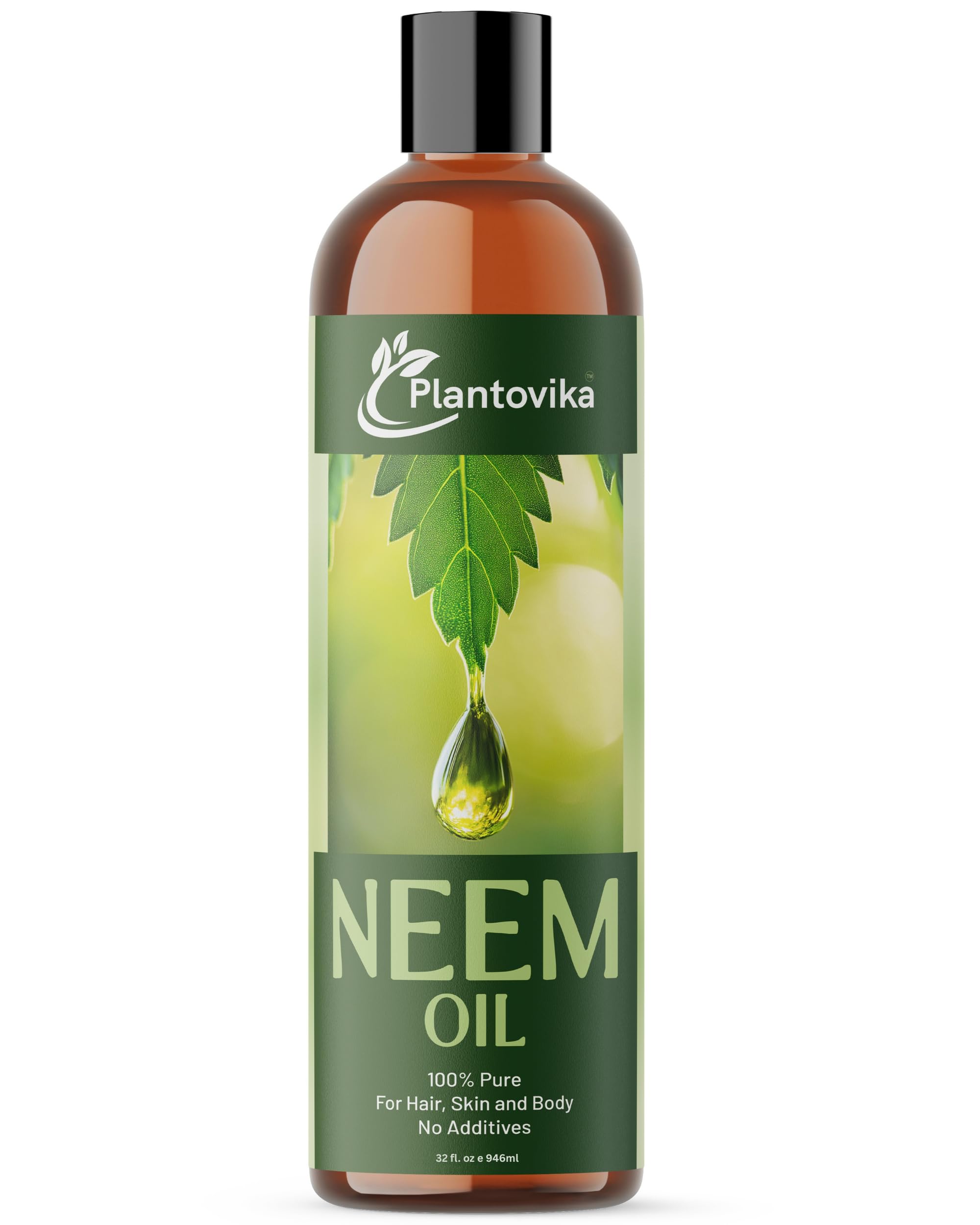 Plantovika Pure Neem Oil (32 Oz) - 100% Cold Pressed, All Natural Concentrate, Unrefined, Multipurpose, Seed Extract