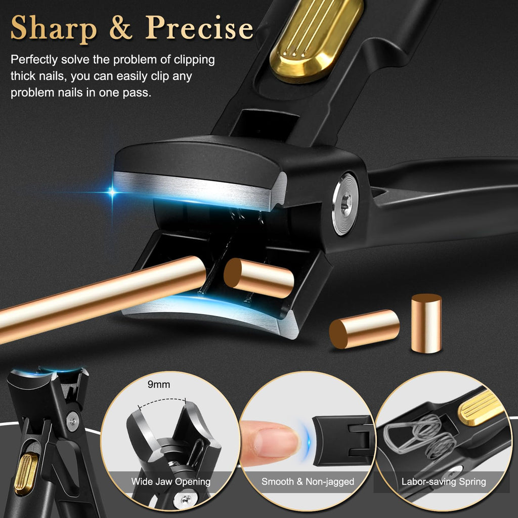 Toenail Clippers for Thick & Ingrown Nails, Professional Nail Clipper Set with Pedicure Tool, Super Sharp Fingernail Cutter with Catcher, Podiatrist Toe Nail Clippers Kit for Seniors, Men & Women