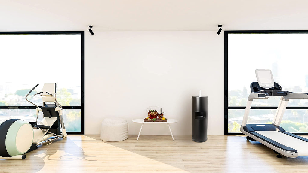 Monkey Movement Black Stainless Steel Floor Stand Wipe Dispenser with Built-in Trash Can - Fits Wipes on Rolls - Perfect for Fitness Clubs, Schools/Daycares, Commercial and Residential Facilities