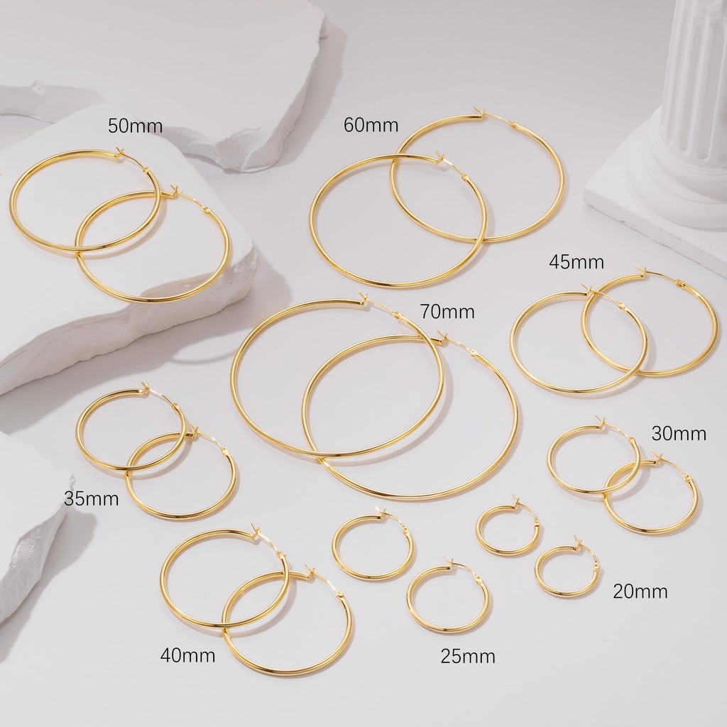 YAUVC 14K Gold Hoop Earrings for Women 14K Gold Earrings for Women 25mm