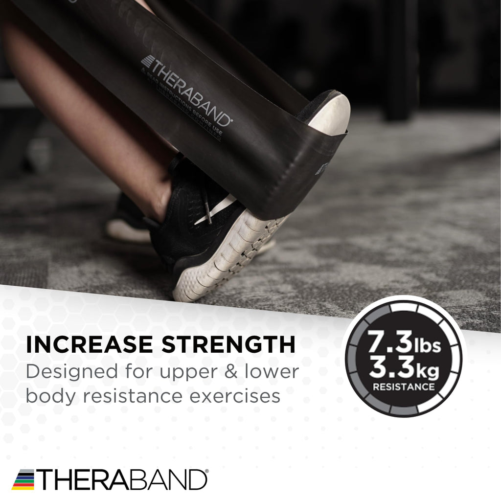 THERABAND Resistance Bands Set, Advanced Kit, Blue, Black, Non-Latex Elastic Bands for Exercise & Physical Therapy, Strength Training Bands for Upper & Lower Body Fitness