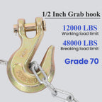 2 Pack 1/2" Chain Hook, Grade 70 Forged Steel Clevis Grab Hook for 1/2 Inch Transport Chain, Heavy Duty Tow Hook 12000 Lbs Working Load Limit for Trailer Truck Transport, Safety Chain Hooks