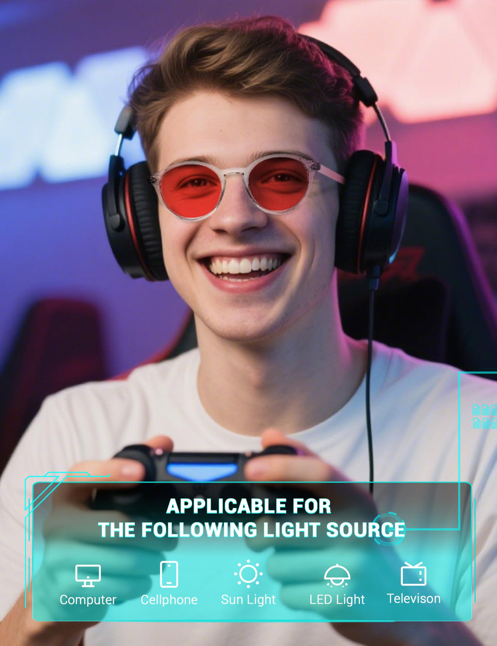 TIJN Red Lens Blue Light Blocking Glasses – Round Frame, Dual AR Coating, Computer & Gaming Eyewear for Screen Use, Clear