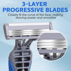 Leriton 60 Pcs Mens Disposable Razors Bulk 3 Blade Sensitive Skin Shaving Razor Long Blade for Hotel Spa Travel
