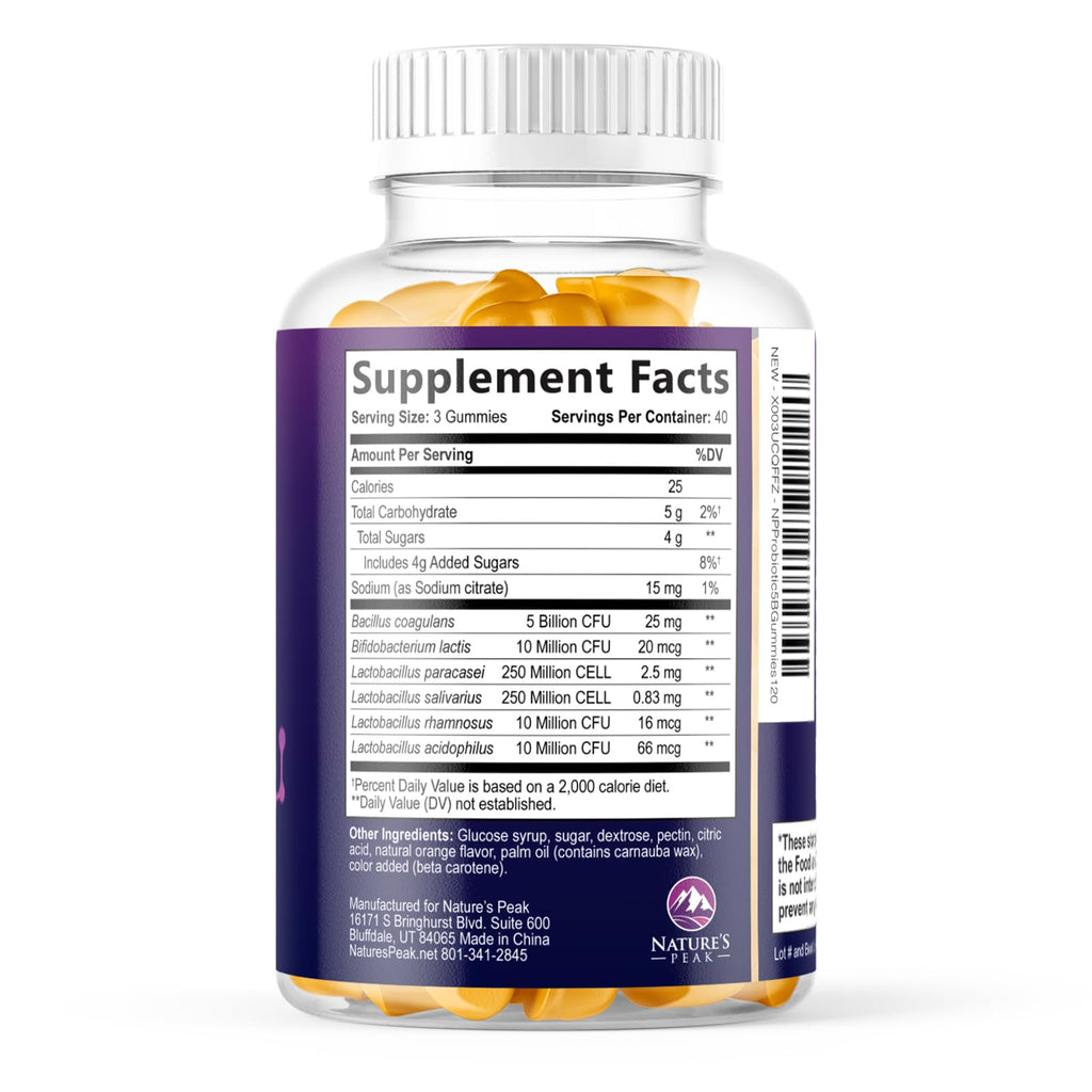 Probiotic Gummies - 5 Billion CFU Per Serving & Top 6 Pro Biotic Strains - Daily Probiotic Gummy Supplement for Women, Men & Teens - Natural Digestive Health, “Good” Gut & Immune Support - 120 Count