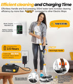 qimedo 800RPM Cordless Electric Mop, 6000mAh Battery Electric Power Scrubber & Mops for Floor Cleaning, Best Automatic Spin Mops with Smart Display,Rotating Mop with LED Light & Water Spray