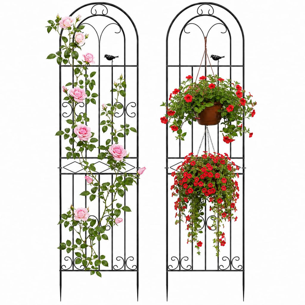 2 Pack 78.7" x 19.6" Iron Arch Decoration Garden Trellis, Metal Climbing Plant Trellis for Heavy Vines, Roses, Flowers, and Vegetables, Perfect for Gardens, Lawns.