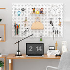 Daanxw Peg Board Kit, Includes Pegboard and Accessories,with Hooks and Bins,Peg Board Wall Organizer for Office,Ornaments Display,Crafts Organization (66, White)