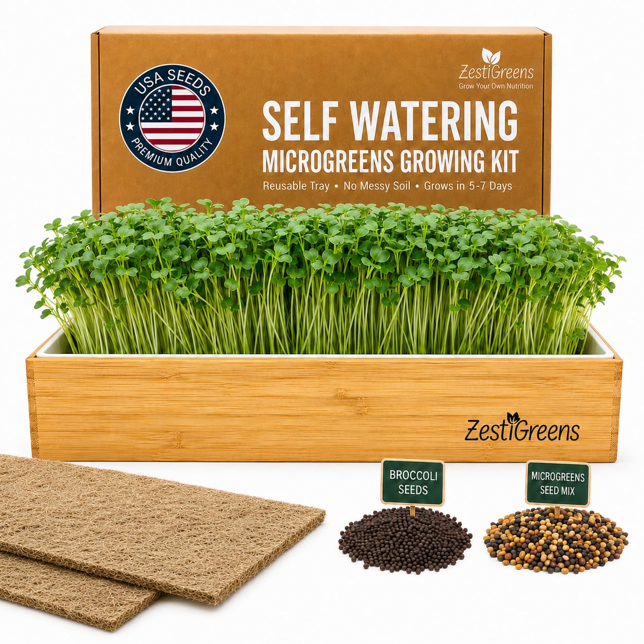 Microgreens Growing Kit - Self-Watering Tray with US Premium Seeds