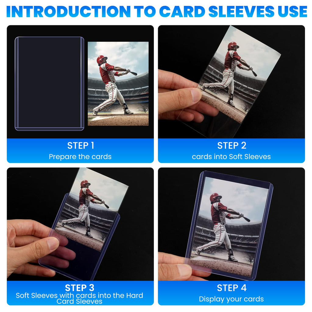 2000 Card Sleeves Top Loaders for Cards, 3" x 4" Hard Plastic Toploaders, Baseball Card Protectors, Trading Card Holder for Football Sports Cards (1000 Toploaders + 1000 Penny Sleeves)