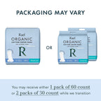 Rael Incontinence Pads for Women, Organic Cotton Cover, Postpartum Essential, Heavy Absorbency, Bladder Control, 4-Layer Core with Leak Guard Technology, Long Length (Moderate, 60 Count)