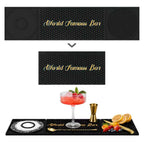 Bar Mat 3-in-1 Non-Slip Bartender Mat, Bar Accessories Countertop Mat 24 x 6 Inch with Spill Catching Surface, Bar Drip Mat for Home, Outdoor & RV Bar Setup（Black）