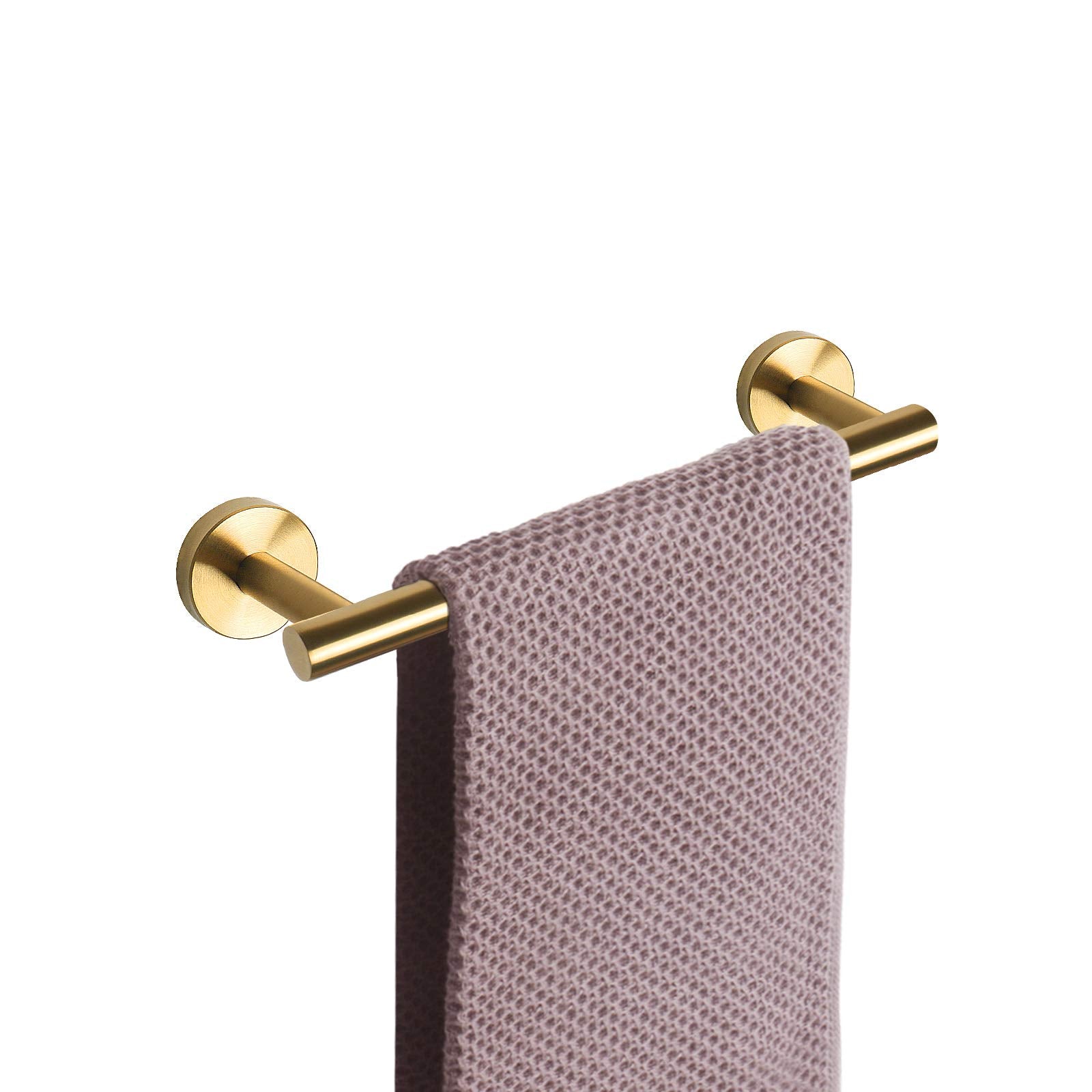 NearMoon Bath Towel Bar, Thicken Stainless Steel Shower Towel Rack Holder Wall Mounted for Bathroom, 9-lnch Overall Length-7-lnch Usable Hanging Space (1 Pack, Brushed Gold)