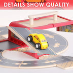 UDEAS Wooden Toy Car Set for Toddlers, Car Track and Parking Garage Playset, Toy Vehivle Set with Blocks Storage Box for Kids Boys and Girls