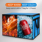 Bodaon 2PK Cooler Insulated Food Delivery Bag for Delivery Drivers, XXX-Large Thermal Bags for Catering/Hot Pizza, Travel/Camping/Picnic Basket，Grocery Reusable Warmer Frozen Essentials(Black +Blue)