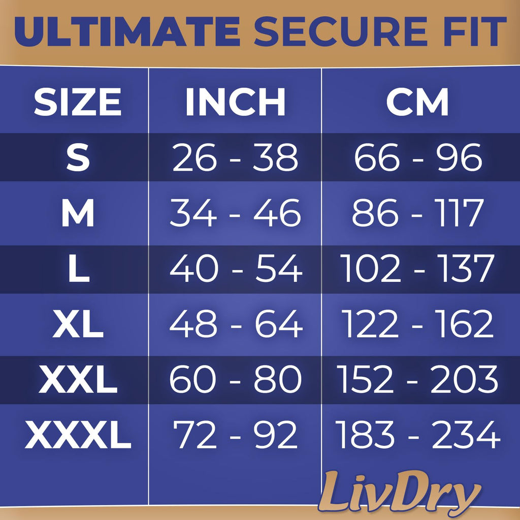 LivDry Ultimate 2XL Adult Incontinence Underwear, Max Absorbant Diapers for Women and Men, XXL 60” -80" Waist, Leak Proof Cuff, XX-Large, 11-Pack