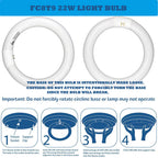 CHKADAWA Circular Bulb FC8T9/DL, 8 Inch T9 22W Circline Fluorescent Light Bulbs, Replacement Round Fluorescent Lamp Tube, Bright Daylight 6400K 1250 Lumens, G10q 4 Pin Base, 2 Pack