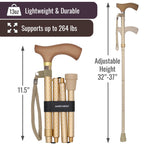 Switch Sticks Folding Walking Cane For Women & Men - Adjustable 32-37 In, Lightweight With Ergonomic Wood Handle, Slip-Resistant Rubber Tip Supports 264 Lbs - Canes For Women For Stability (FSA/HSA)