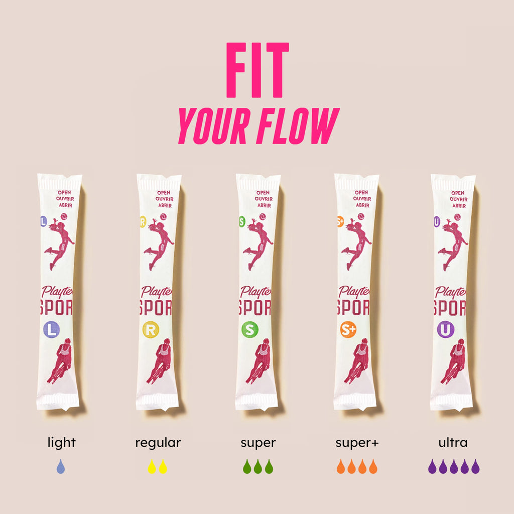 Playtex Sport Tampons Multipack (24ct Regular/24ct Super), Fragrance-Free - 48ct | Tampons Regular and Super, Playtex Tampon Multipack, Feminine Care with 360 Leak Defense