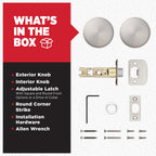 Kwikset Pismo Interior Passage Door Knob, Handle For Closet and Hallway Doors, Non-Locking Doorknob in Satin Nickel, with Microban Protection