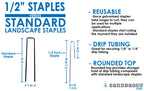 Sandbaggy DRIP TUBING Stakes Landscape Staples | 5 inch Length | Drip Anchors | Landscape Pins | Lawn Nails | Garden Stakes | Hold Drip Tubing Up to 1/4" Diameter | 14-Gauge Standard | Pack of 100