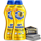 Bar_Keeper_Friend Soft Cleanser 52 oz (2 × 26 oz) + 2 Professional Microfiber Cleaning Cloth 12” x 12” | Home Cleaning Supplies Kit | ULTIMATE CLEANING KIT | By R&C Store