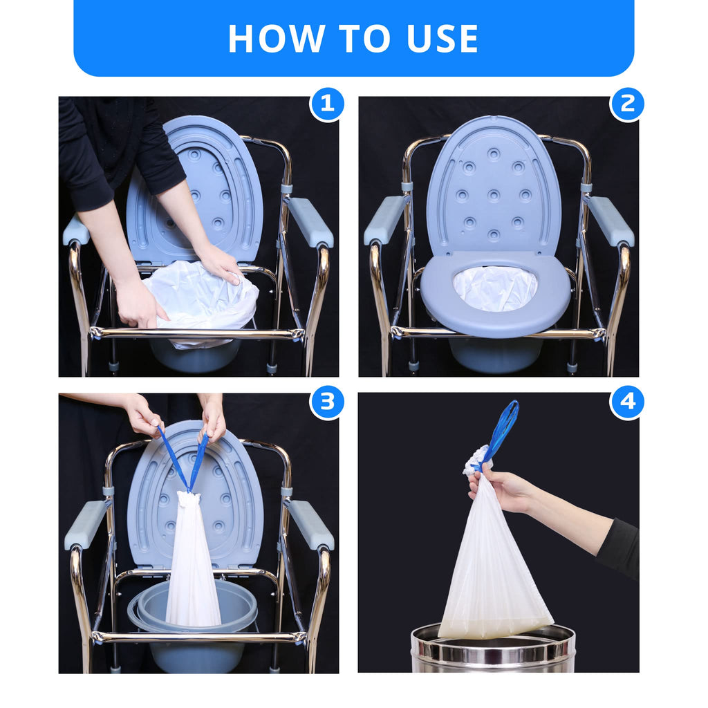 100 Bedside Commode Liners Bags for Commode Toilet - Leak Proof & Odorless Potty Liners for Portable Potty Chair Liners - Potty Bags for Portable Toilet Bag - Bedside Toilet Liners Disposable Adult
