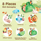 hahaland Baby Toys 6-12 Months, Jungle Plush Animal Set with Sounds & Words