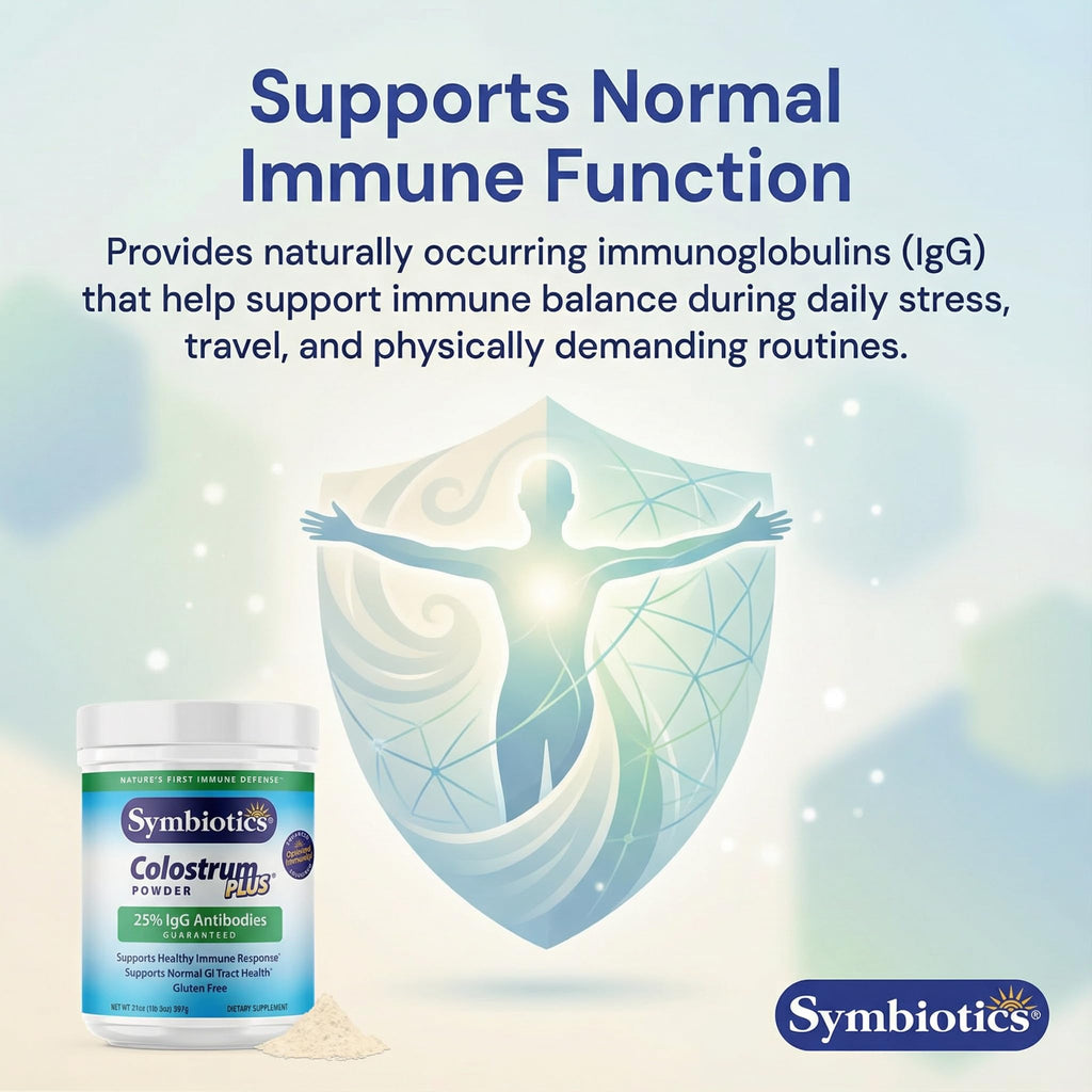 Symbiotics Colostrum Plus Powder 21 oz Immune & Muscle Recovery Support, 25% IgG Immunoglobulins, Gut Health & Training Resilience, Unflavored, Gluten Free - 21 oz