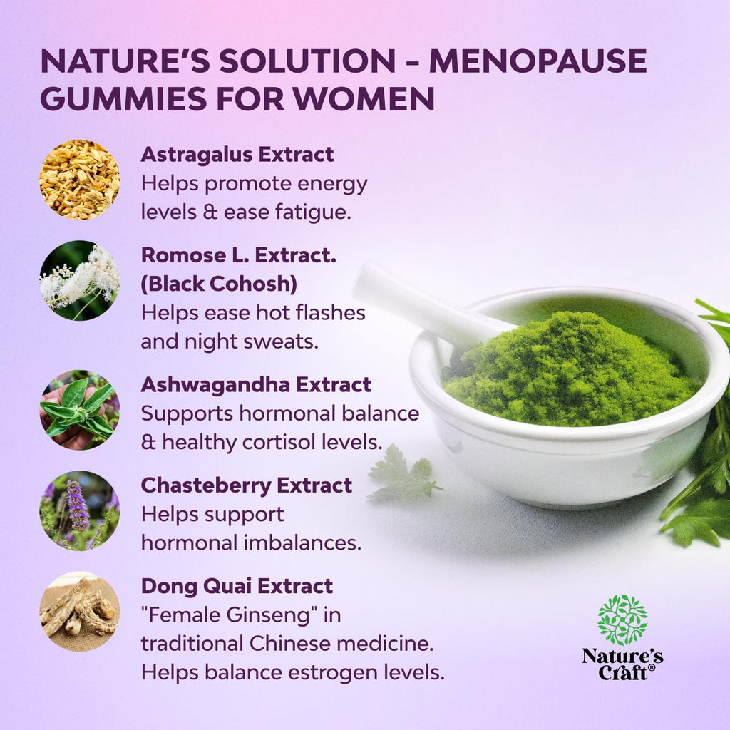 Womens Menopause Gummies with Dong Quai - Menopause Vitamins for Women with Ashwagandha - Holistic Support for Hot Flashes Night Sweats and Mood Swings - Pre & Post Supplements - 60 Count