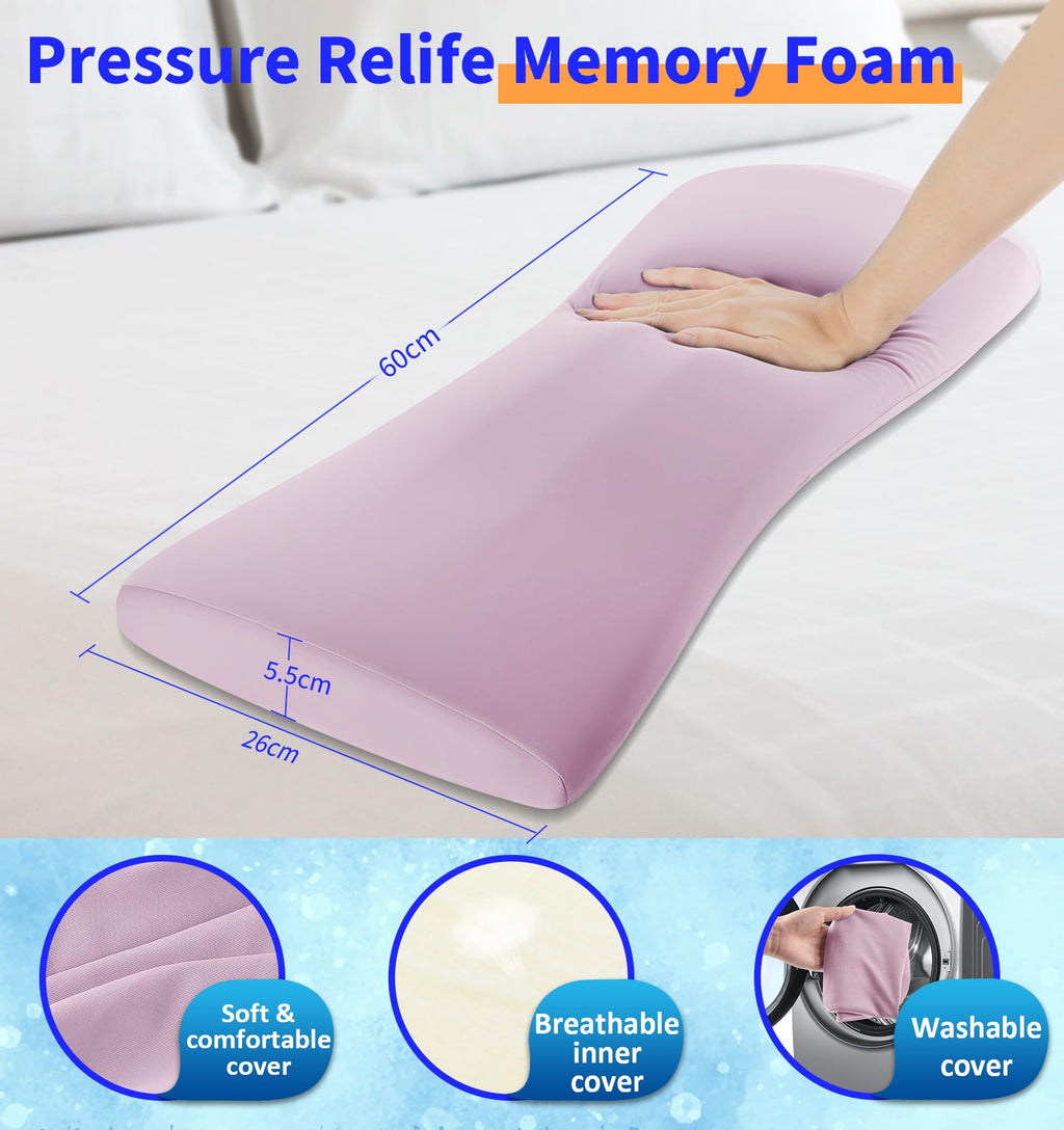 vamorry Poufs Lumbar Support Pillow for Bed Relief Back Pain: Lower Back Pillow for Sleeping - Memory Foam Waist Pillow - Back Wedge Bolster Pillow for Side, Back&Stomach Sleepers - Bed Rest Pillow