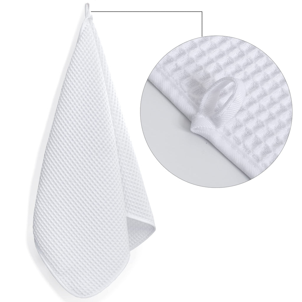 POLYTE 430 GSM Microfiber Lint Free Hand Towel, 16 x 30 in, 4 Pack (Waffle Weave)