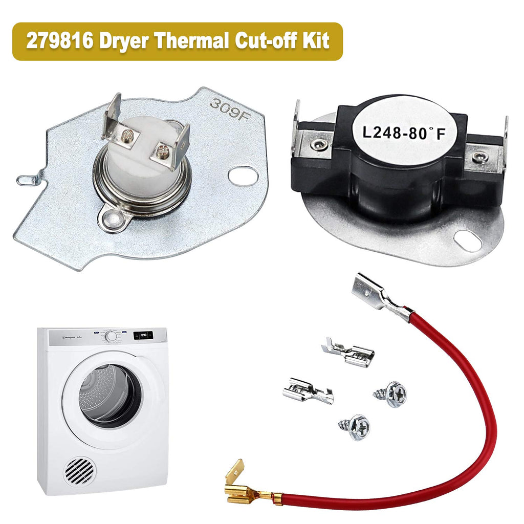 WP3387747 3387747 Dryer Heating Element Kit-Compatible With Whirlpool Cabrio Kenmore He2 Kenmore Elite He3 Maytag Dryers- GEW9250PW0 GEQ9800PW1 WD05X30818 GEQ9800PW2 GEQ9800PW1 MEDB835DW4 By TOMOON