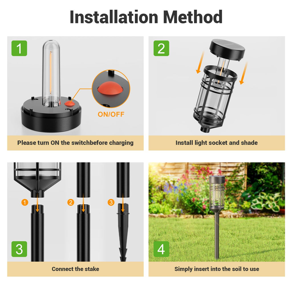 Amzarp 12 Pack Solar Garden Lights, Bright LED Solar Pathway Lights Outdoor IP65 Waterproof Rugged Shatterproof Auto On/Off for Landscape Garden Yard Walkway Driveway Lawn Lighting (3000K Warm White)