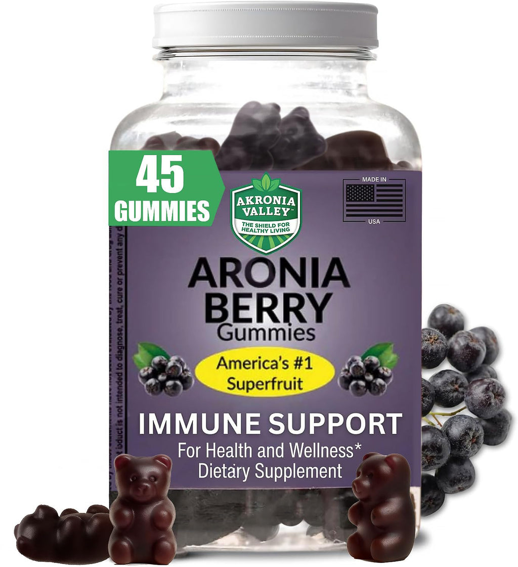 Akronia Valley Aronia Berry Gummies | 45 Vegetarian Gummies | Pack of 1 | Immune Support, for Health and Wellness, Delicious Aronia Flavor