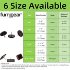 Furniture Glides Sliders-Furnigear PTFE (Teflon) Chair Leg Movers Sliders for Carpet Surface - Move Your Furniture Easy & Safely - Best Floor Protector (7/8" Nail, Brown-24 Pack, not for Wood Floors)