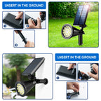 KEV 800 Lumens Solar Spot Lights Outdoor,4 Pack 18 LEDs Solar Flood Lights with 2 Modes &Adjustable &IPX65 Waterproof,Solar Spotlight for Driveway/Backyard/Patio Landscape/Tree/Garage(Warm White)