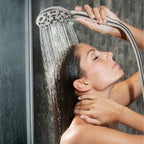 Cobbe 8-Setting Handheld Shower Head Bathroom Showerhead Set - Detachable Shower Heads with 5ft Stainless Steel Hose and Brass Swivel Bracket (Brushed Nickel)