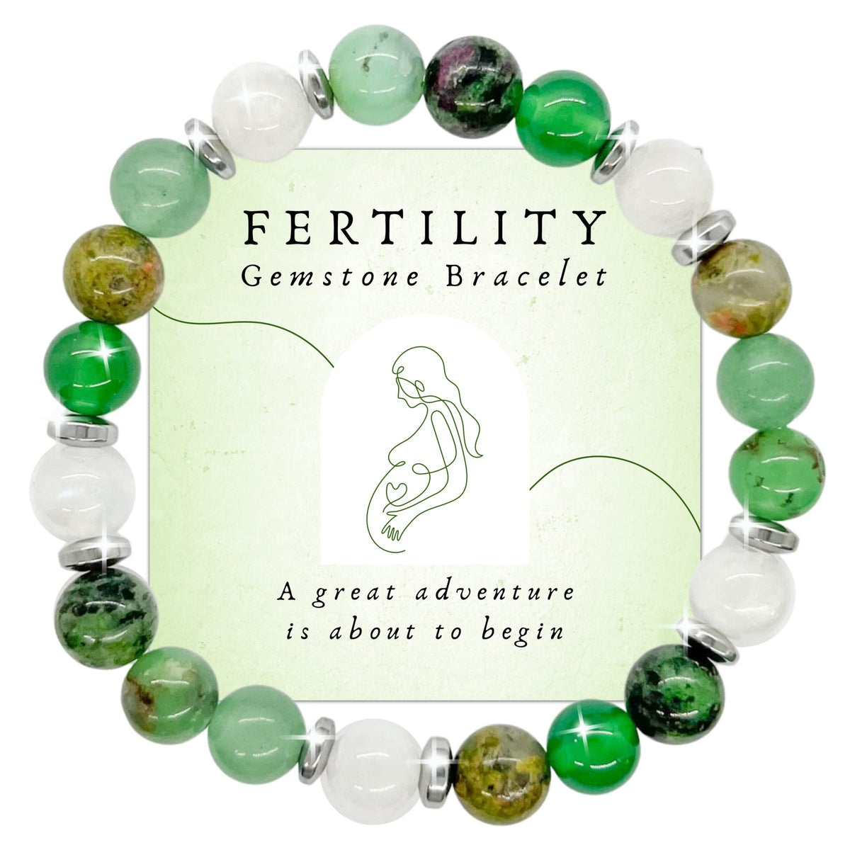 Fertility Bracelets For Women - Natural Crystals and Gemstones - 8mm Beaded Stretch Bracelet - One Size Fits All - Infertility Gifts For Women IVF Must Haves
