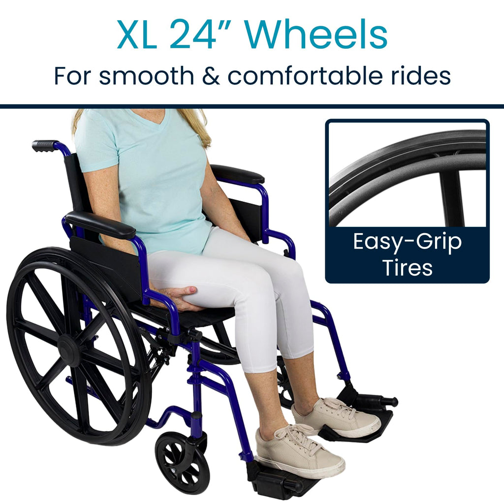 Vive Bariatric Wheelchair for Adults (Supports 400 lbs) - Foldable, Heavy Duty, Manual & Transport Wheel Chair - Portable Senior Drive Travel Scooter for Transfers - Wide 20" Seat