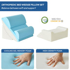 Ahpmeoa 6PCS Wedge Pillow Set for After Surgery, Back Pillow for Bed Sitting Up, Orthopedic Bed Wedge for Body, Leg Pain Relief, Memory Foam Pillow for Post Surgery, Sleeping, Acid Reflux, Gerd, Grey