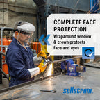 Sellstrom Advantage Face Shield - Lightweight Mask with Crown & Ratchet Headgear, for Work, Grinding, Cutting - ANSI Z87.1 - Clear Uncoated Polycarbonate Window